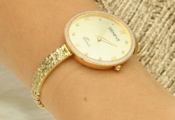 Damski złoty zegarek GENEVE 585 z cyrkoniami – luksusowy czasomierz...jpg